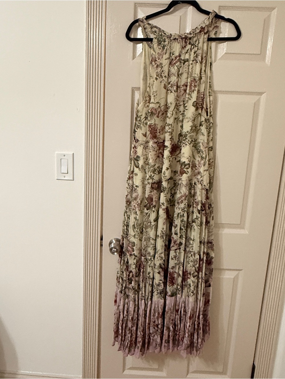 SECRET MISSION Emmeline Ruffle-Trim 100% Silk Maxi Dress Size Medium - Picture 9 of 15
